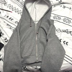 cropped hoodie, from SHEIN, is dark grey